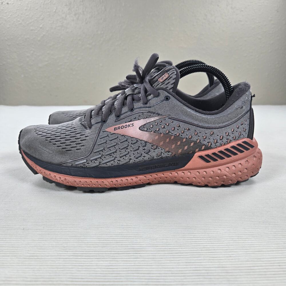 Brooks Running Adrenaline GTS 21 Grey Rose Gold Shoe Women's Size 9.5